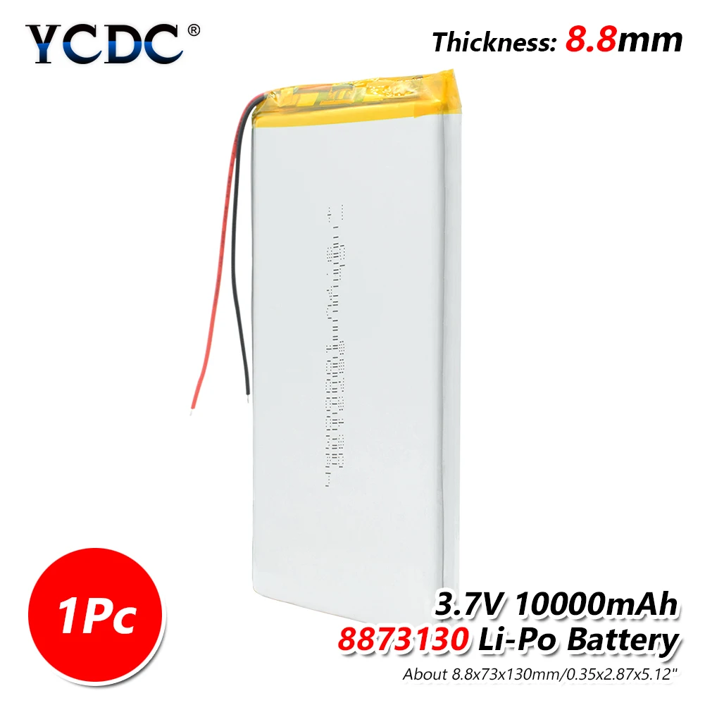 1 x Battery Перезаряжаемая литиевая батарея 3,7 V 10000mAh Lipo 8873130 с литий-полимерным аккумулятором PCB, сменные батареи для планшета DVD - Цвет: 1 x Battery