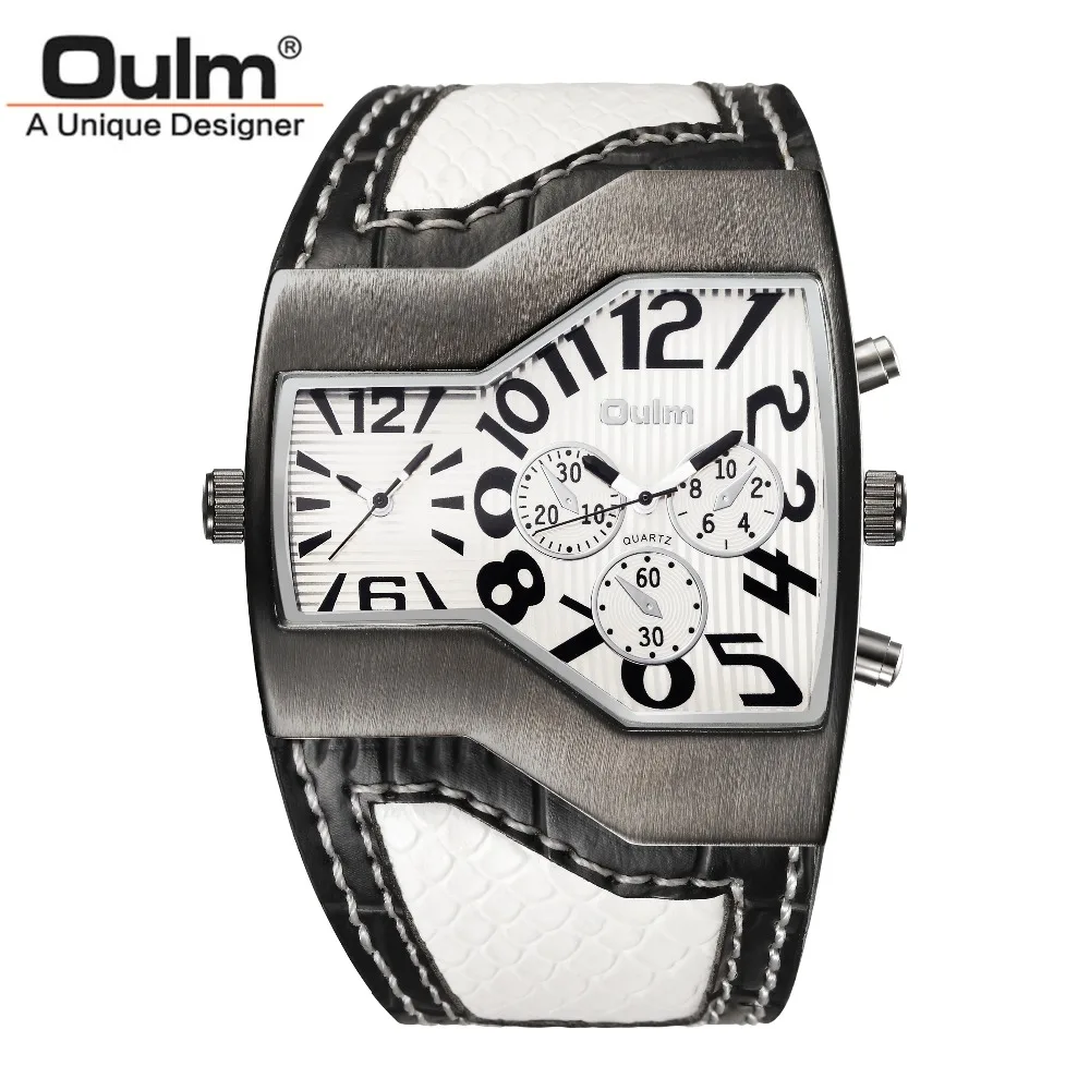 

Oulm Brand HP1220 Mens Quartz Watches Double Time Show Snake Band Casual Male Sports Watches Clock Hours Relogio Masculino New