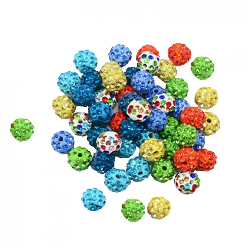 50pcs Assorted Color Round Clay Rhinestone Crystal Disco Ball Beads for Jewelry Making 10mm |