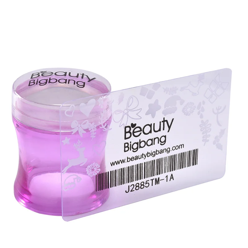 VIOLET BeautyBigBang набор пластин для штамповки ногтей резиновый штамп для скребка для ногтей прозрачный желе цветок ручка для дизайна ногтей штамп для штамповки ногтей - Цвет: VIOLET
