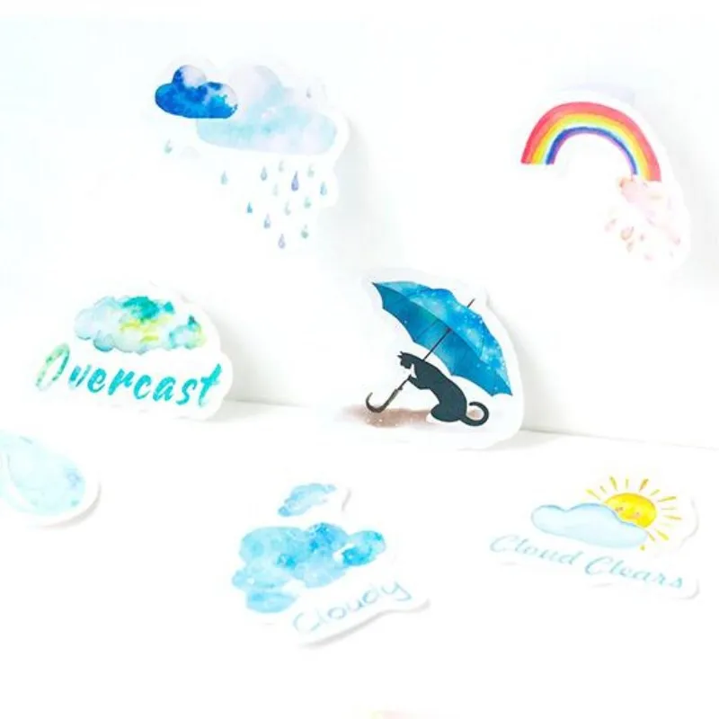 46PCS/Pack Weather Scrapbooking Adhesive Stickers Handmade Gift Card Photoalbum Diary Embellishments DIY Decorative Crafts Paper | Дом и сад