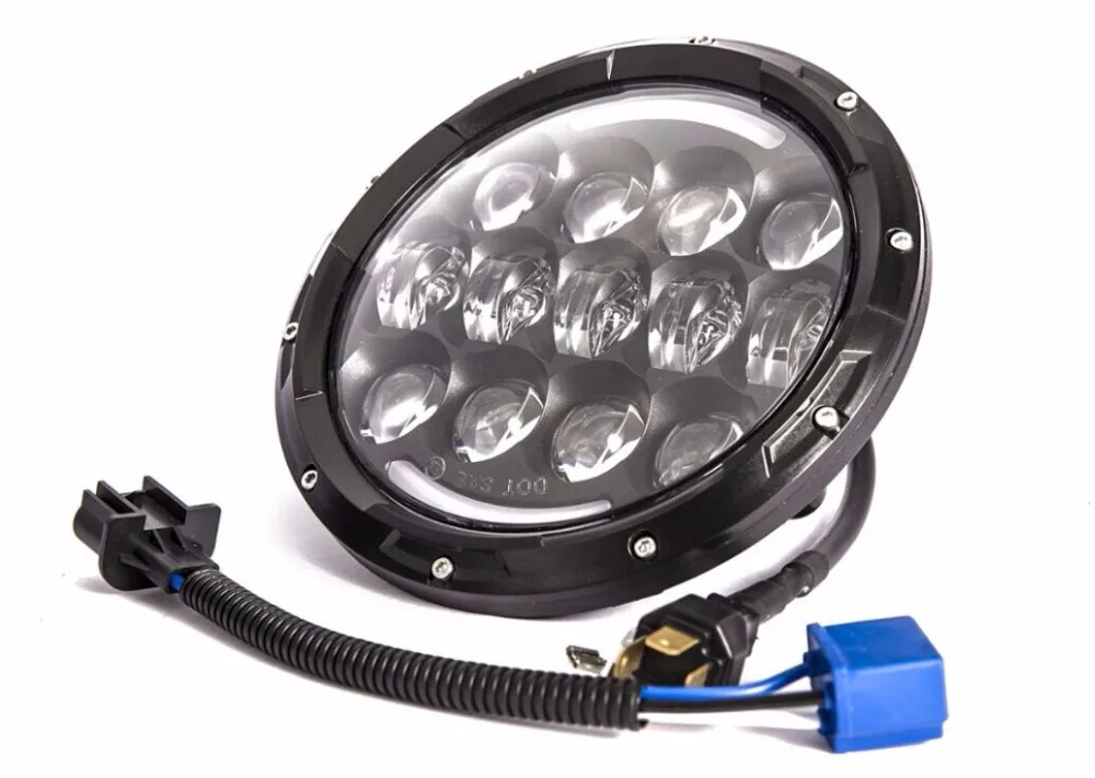 1pcs round 7&quot 105W 7inch LED Motorcycle Headlight hi lo beam yellow angel eye Projector | Автомобили и мотоциклы