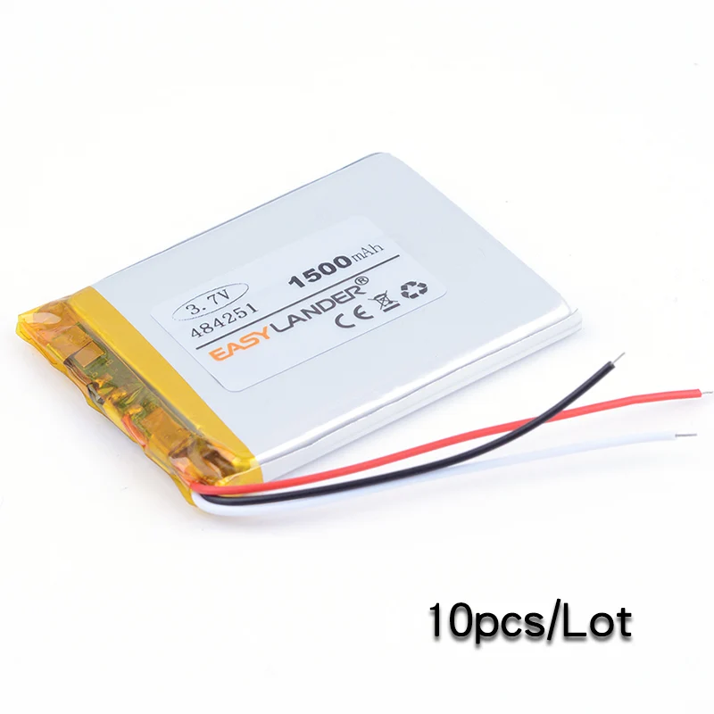 10PCS 484251 3,7 V 1500 mAh перезаряжаемый литий-полимерный Батарея для MP4 DVR TELECT C430 gps навигатор KOBO электронная книга 504251 504050 power bank - Цвет: 10PCS