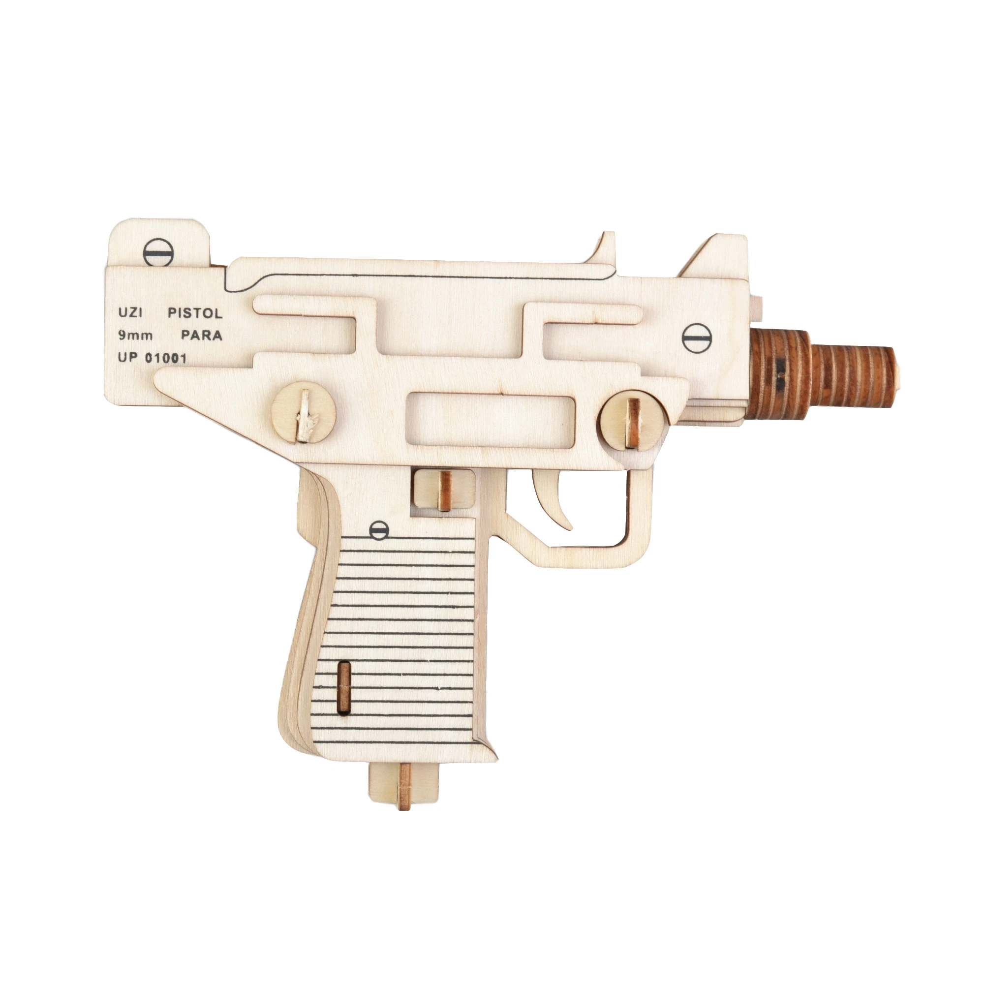 Лазерная резка 3D деревянная головоломка военный оружейный пистолет Uzi Детский