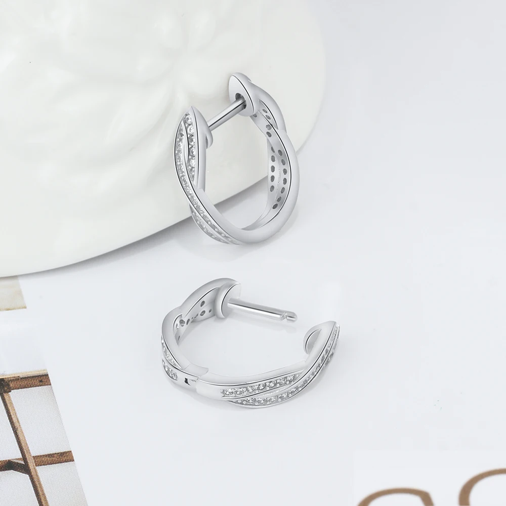Серьги кольца из серебра 925 пробы женские с фианитом|hoop earrings|earrings forearrings for women |