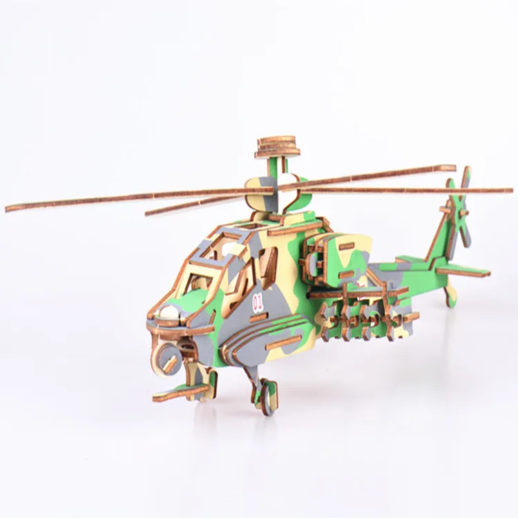 Лазерная резка 3D деревянные головоломки военная Униформа Warplane Fighter Apachi DIY сборки Детский обучающий деревянная игрушка для мальчиков