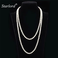 starlord brand long beads necklace women elegant jewelry 144cm vintage collar wedding multi layer synthetic pearl necklaces n392