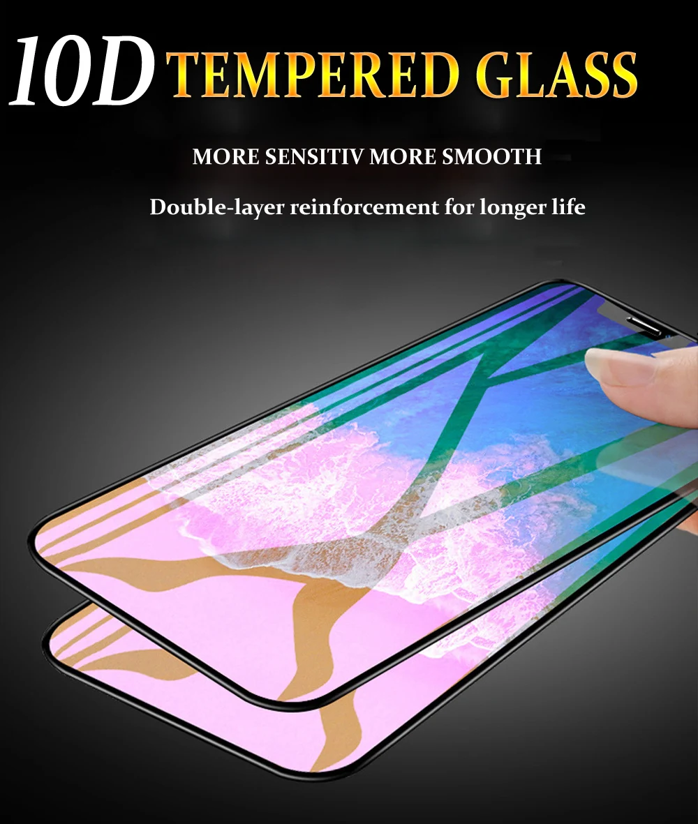 Для iphone XS стеклянная Защитная пленка для XR 10D полное покрытие стекло 6S 8 экрана |