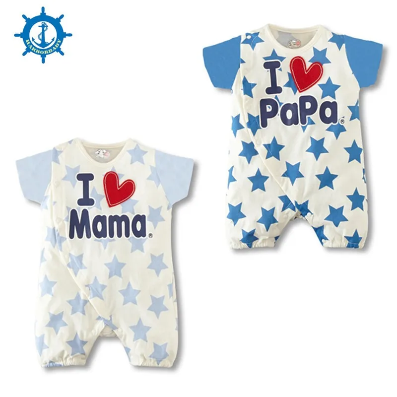 Summer Style Baby Rompers 100% Cotton 2Styles Cute Dot Printing Love Mum&ampDad Boys Newborn Pajamas 1pcs HB055 |