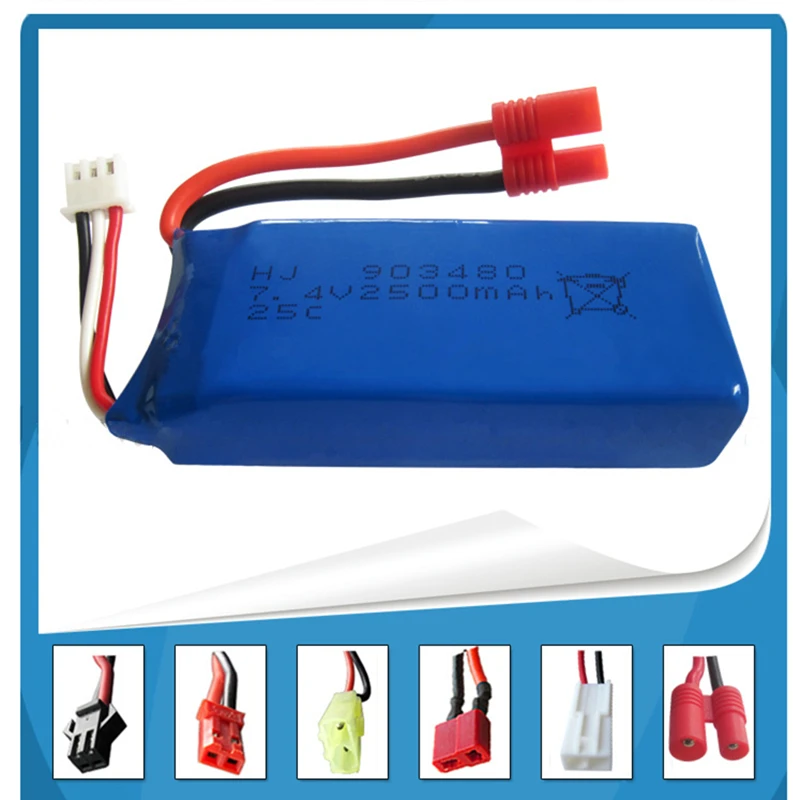 

7.4V 2500mAh for Syma X8C X8W X8G quadrocopter high capacity Model aircraft rechargeable lipo 2S battery 25C 903480 for SM plug
