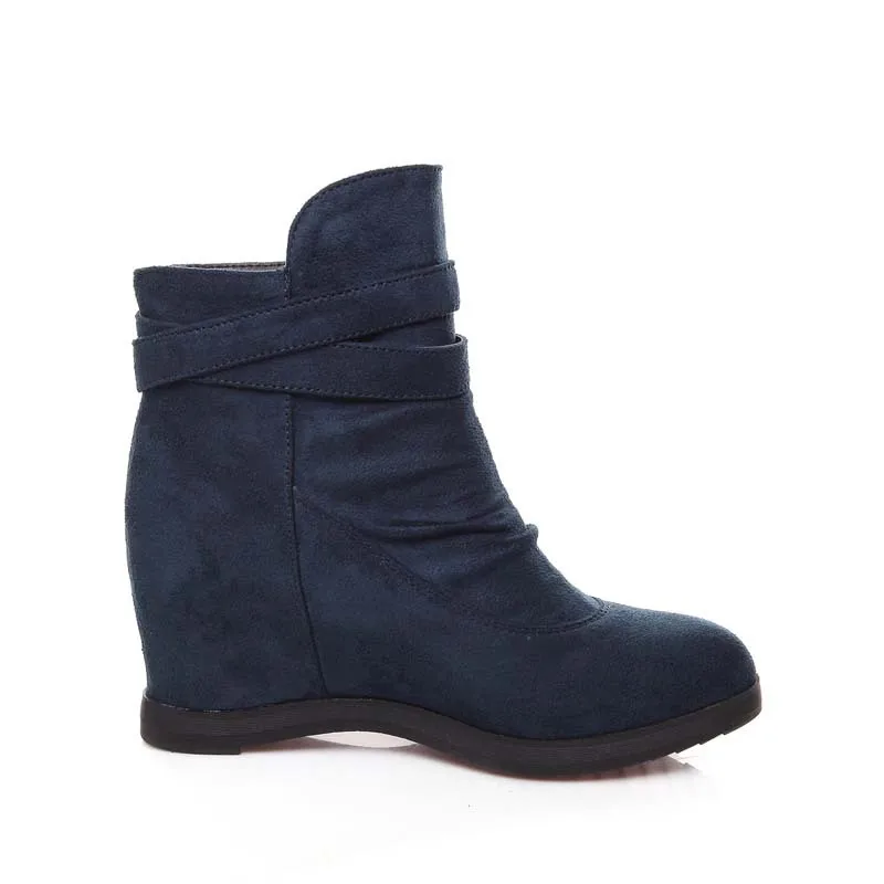 Flock winter women boots big size34 41 shoes Wedges Buckle High girls Round Toe Ankle for Black Red|high boots|ankle womenwinter |