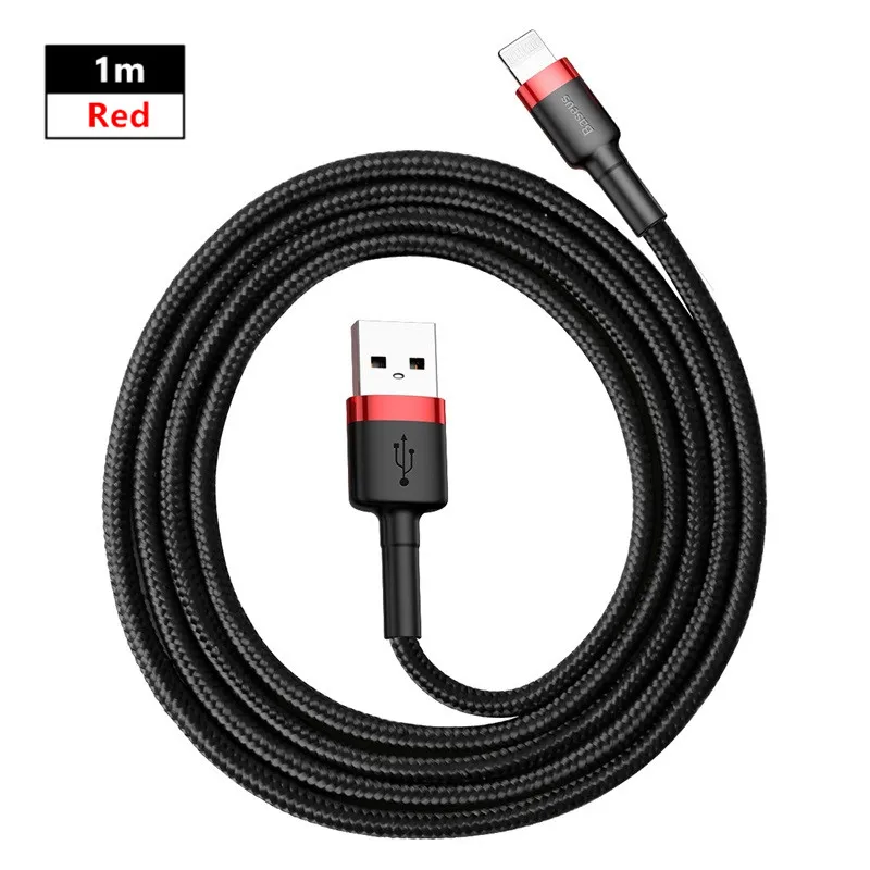 Baseus USB кабель зарядное устройство для iPhone 11 7 8 X 2.4A Быстрая зарядка USB кабель для передачи данных зарядный провод кабель для Iphone 6 6S - Название цвета: 1m Red