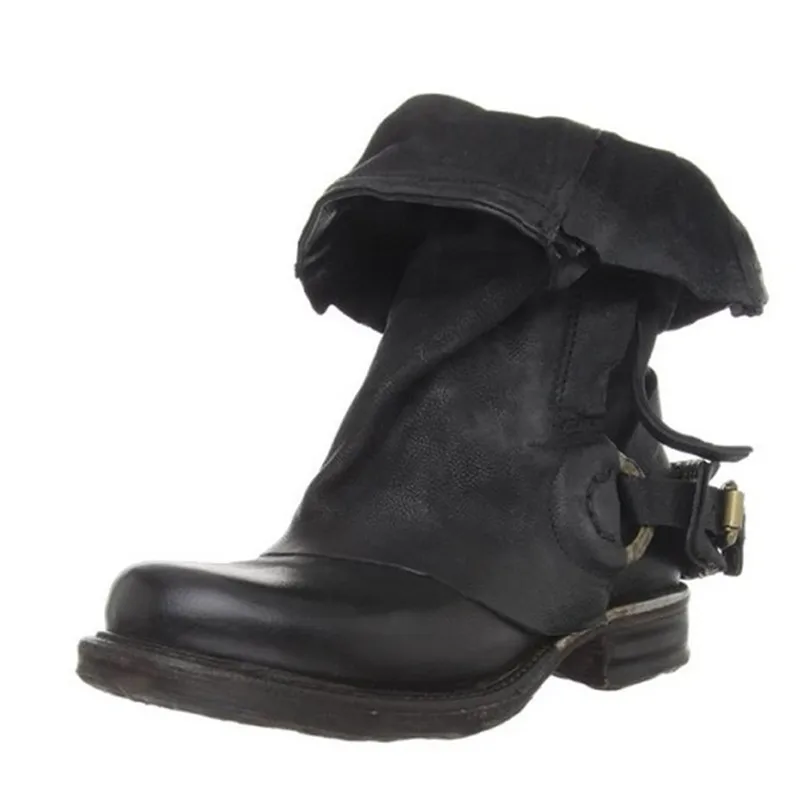 

Mabaiwan Fashion Women Handmade Winter Autumn Ankle Boots High Heele Genuine Leather Shoes Woman Lace Up Flats Plus Size34-42