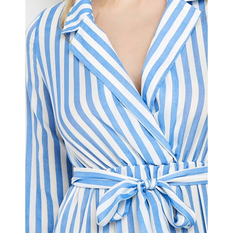 Женская одежда свободный вариант платье в полоску Узор Ремень большие