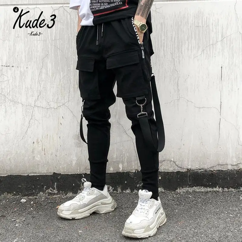 Для мужчин Мульти карман эластичный пояс дизайн 2019 шаровары Street Punk хип хоп