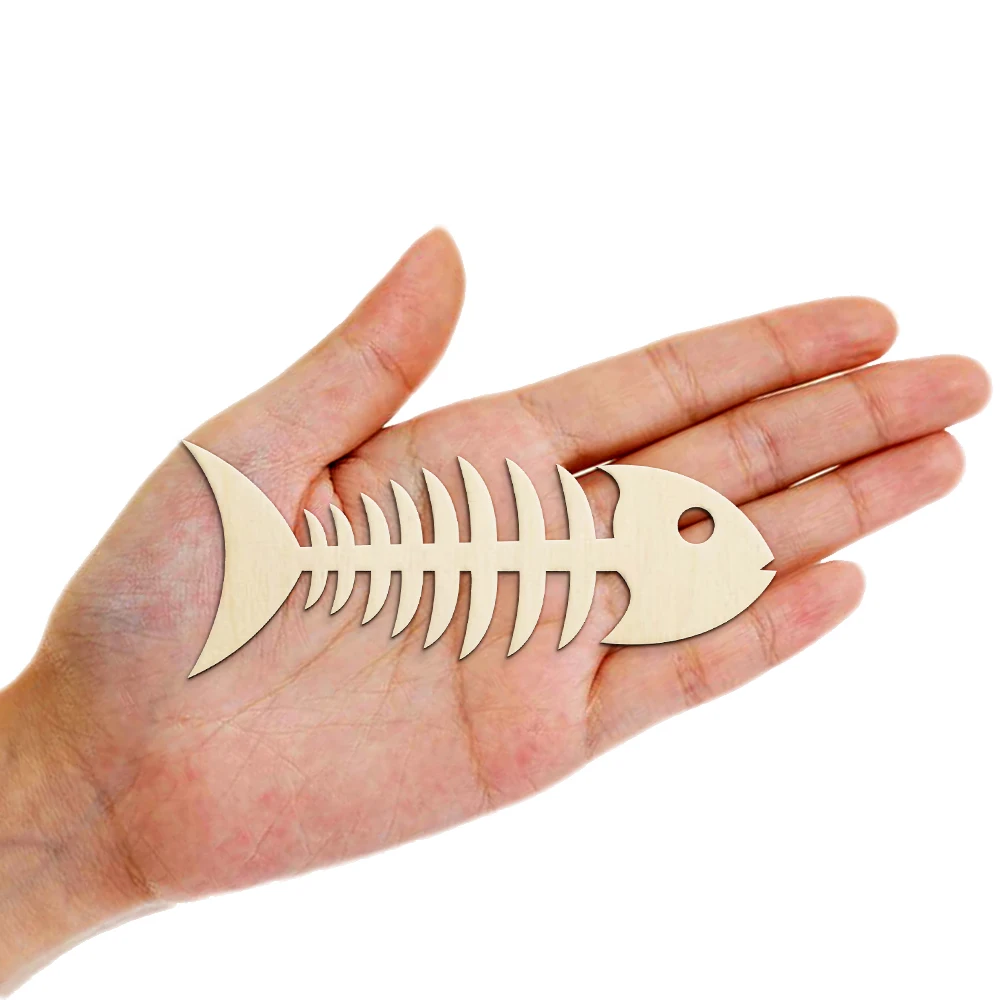 Неокрашенная деревянная рыба в форме каркаса 10 шт.|Статуэтки и миниатюры| |
