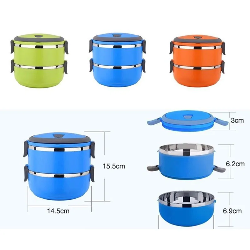 Двухслойный корейский портативный контейнер для еды из нержавеющей стали