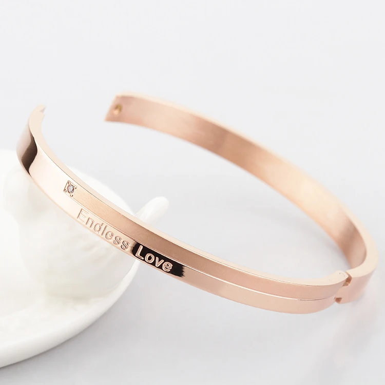 Endless Love Vintage Crystal Couple Bangle Titanium Rose Gold Silver Plated Birthday Gift Woman Jewelry Free Shipping Never Fade | Украшения