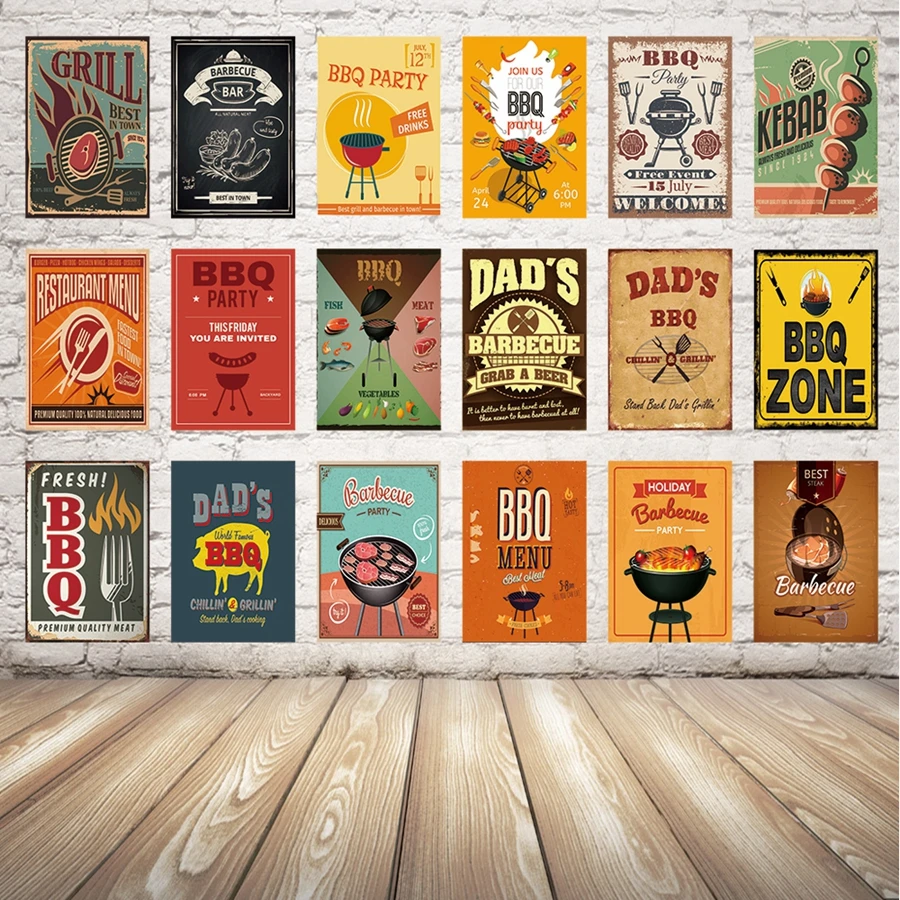 

[ Kelly66 ]Barbecue Vintage Metal Sign Tin Poster Home Decor Bar Wall Art Painting 20*30 CM Size y-1772