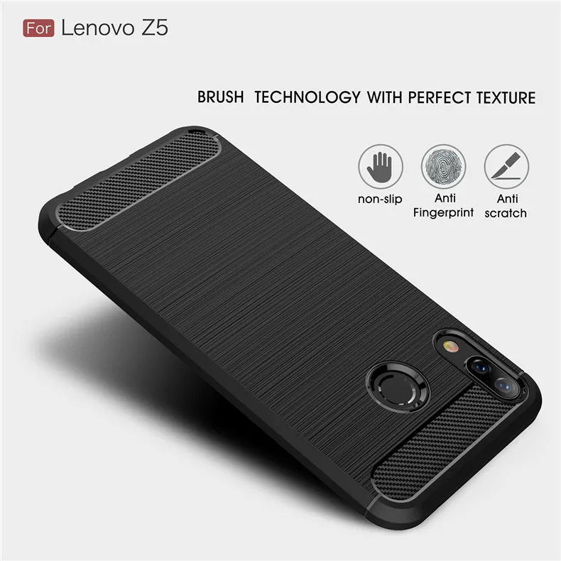 TRISEOLY For Lenovo Z5 Z 5 L78011 6.2&quot Bag Carbon Fiber Brushed TPU Rubber Case Silicone Back Cover | Мобильные телефоны и