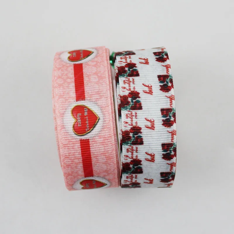 

9mm/16mm/22mm/25mm/38mm/75mm Valentine's Day print grosgrain ribbon 10/25/50yards DIY gift wrap sewing wedding decor ribbon