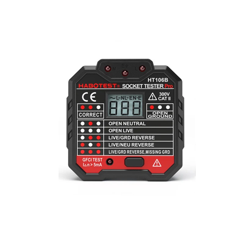 Вольтметр 110 В США Plug ЖК дисплей полярности Напряжение автоматический детектор