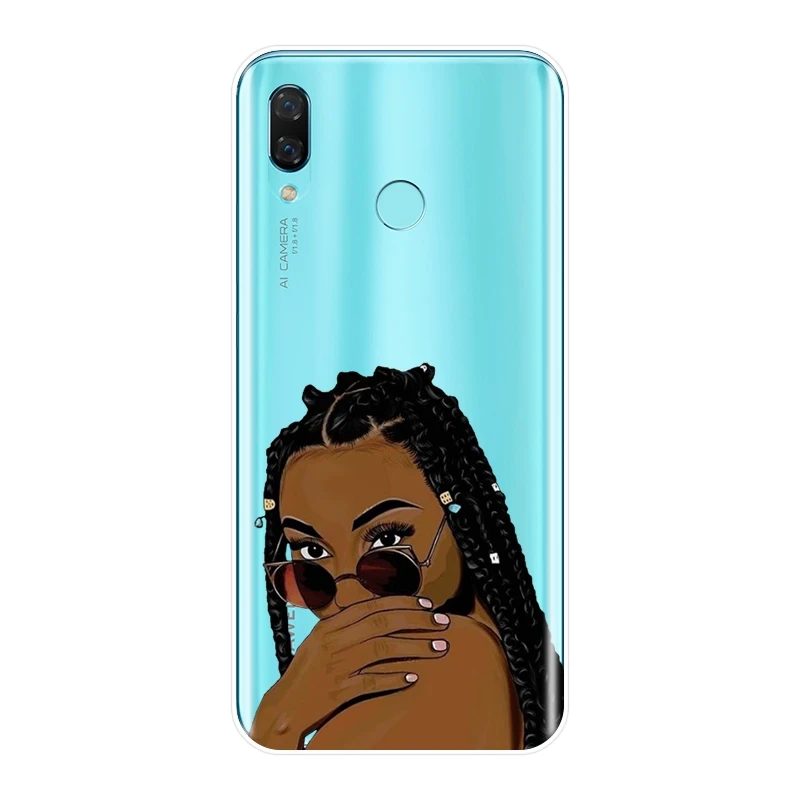 Задняя крышка для Huawei Nova Smart Lite 2017 мягкий силиконовый черный девушка меланин