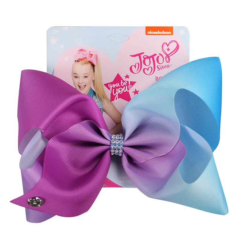 Jojo Siwa детские головные уборы банты для волос для девочек с зажимом аллигатора шпилька ручной работы ленты Большие 8 дюймов аксессуары для волос Jojo Луки - Цвет: 3