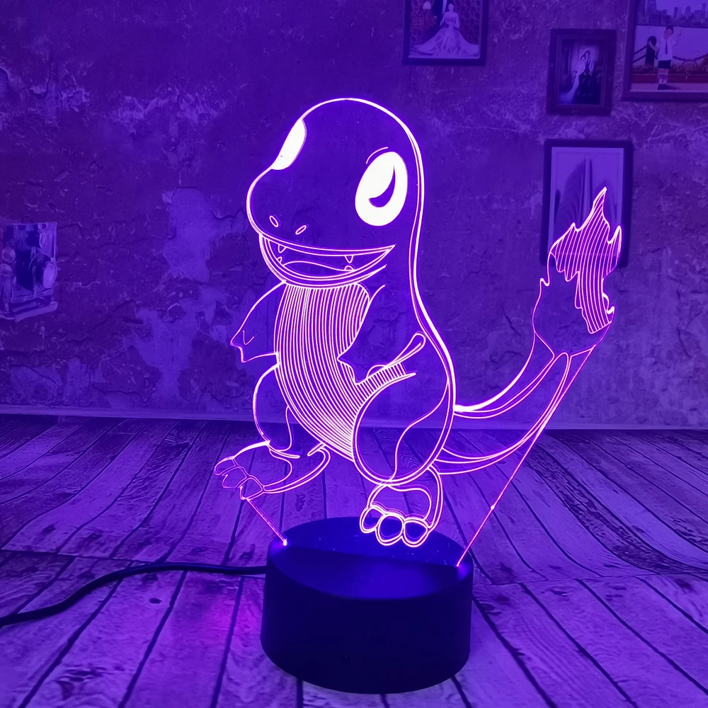 Дропшиппинг 3D Charmander 7 цветов градиент Иллюзия фантазия креативный ночник Покемон