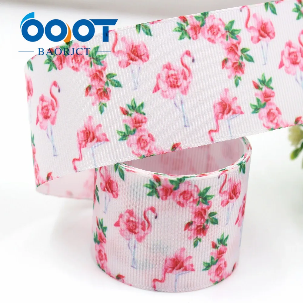 OOOT BAORJCT G 18623 566 38 мм 10 ярдов ленты с фламинго термотрансферный принт grosgrain для