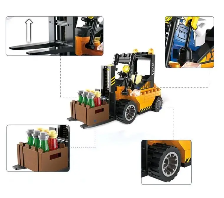 Мини вилочный погрузчик сборные строительные блоки Наборы Детский DIY