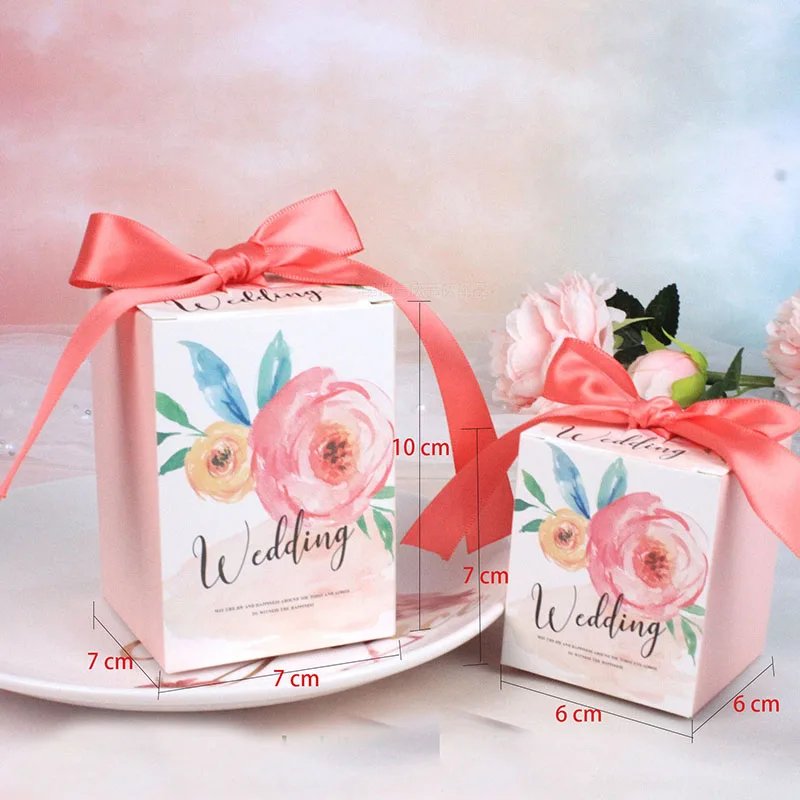 Квадратная коробка для конфет, подарочные коробки для шоколада, украшения для свадебной вечеринки, вечерние подарочные коробки с лентой