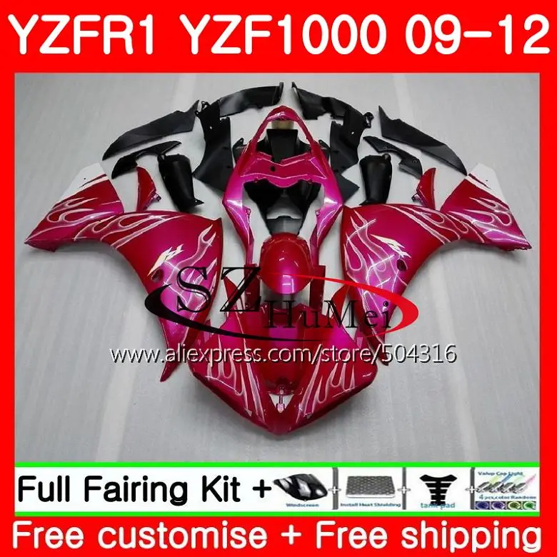 

Bodys For YAMAHA YZF1000 YZFR1 09 10 11 12 YZF-1000 77SH5 YZF-R1 top Rose Pink YZF 1000 R 1 YZF R1 2009 2010 2011 2012 Fairings