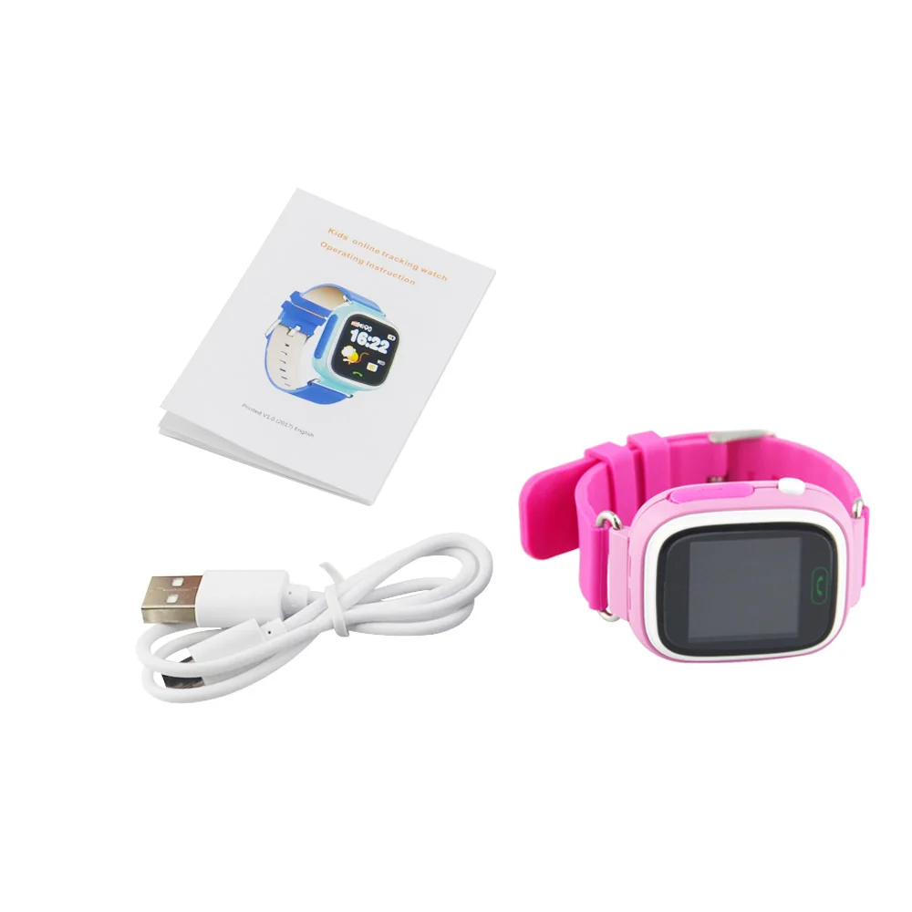 Pink without box Мини Водонепроницаемый gps трекер Q90 в реальном времени gps умные часы для детей дети анти-потеря часы с Wifi сенсорный экран SOS бесплатное приложение - Цвет: Pink without box