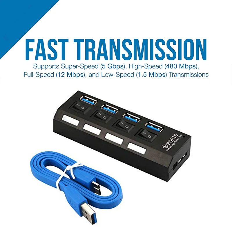 USB 3 0 концентратор разветвитель 4 7 портов мульти светодиодный переключатель