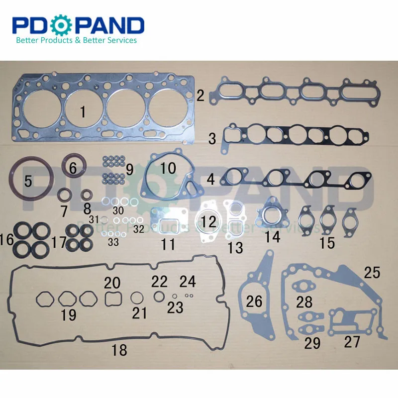 1000A407 16-valve 4D56TD набор прокладок для восстановления двигателя для Mitsubishi Pajero Canter SHOGUN L200 L300 L400 H-1 H150 H200 Galloper Grace 2,5 л 8 в 16 В - Цвет: 1000A407 16-valve