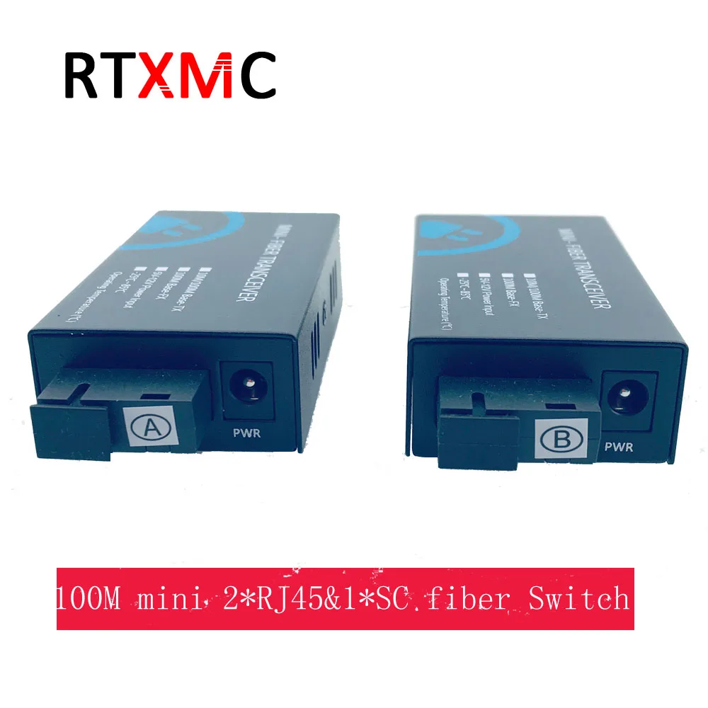 1 пара мини 10/100 м 2UTP 2 * RJ45 и SC одиночный волоконный коммутатор 20 км Ethernet