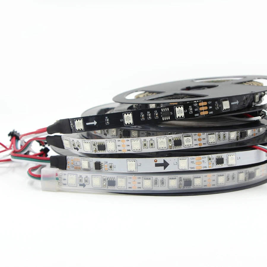 5m WS2811 5050 SMD RGB светильник адресуемых полный Цвет IC AC/DC 12V Led Пиксели Программируемый