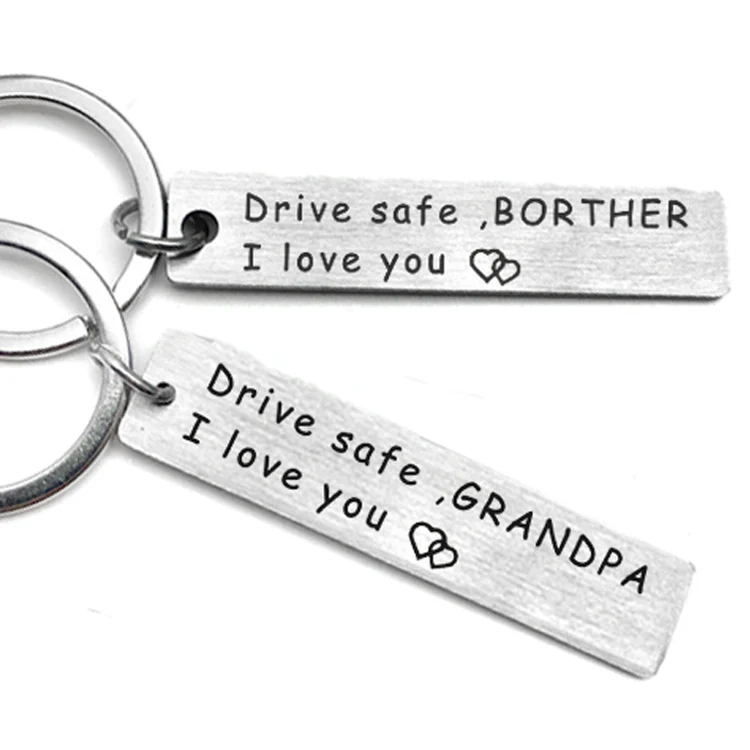 Drive safe нержавеющая сталь брелок lucky украшения для бабушка/сестра/брат/папа/дядя