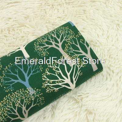 Толстая хлопковая ткань Скандинавская бронзовая с принтом маленького дерева