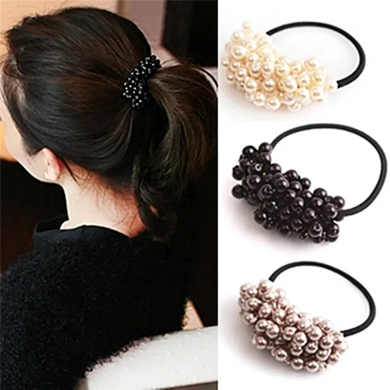 

1Pc Imitation Pearl Elastic Rubber Bands Ring Headwear For Women Elastic Hair Band Scrunchy Rope Hair Jewelry
