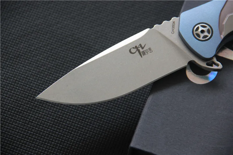 CH3504 Flipper folding knife S35VN blade ball bearing TC4 titanium Skull pattern handle hunting camping fruit Knives EDC tools |