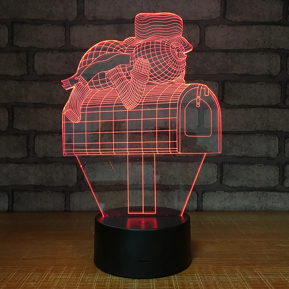 

Snowman Mailbox Night Lights Creative 3D Led 7 Colors Changing Gradients Children Touch Button Table Lamp Fashion Cartoon Decor