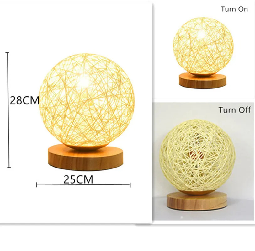 

Creative table lamp LED/Edison lamps desk bedside reading room for living room lights table modern rattan ball decoration light