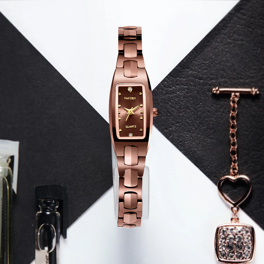 Бренд NAKZEN оригинальные модные женские часы Вольфрамовая сталь часы-браслет с