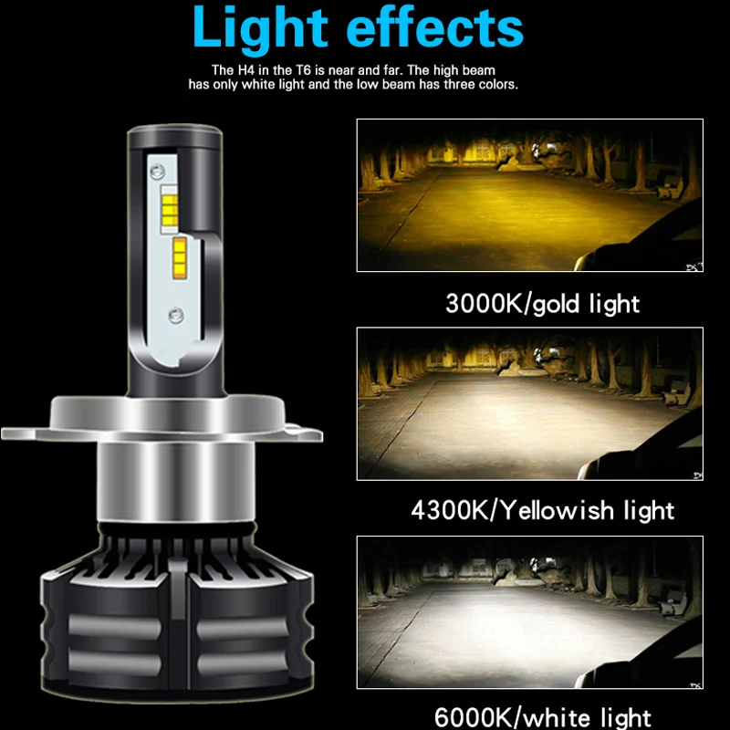 3 цвета H1 H3 H7 Led для авто лампы 3000K 4500K 6000K светильник вождения 9005 Hb3 9006 Hb4 H8 H9 H11