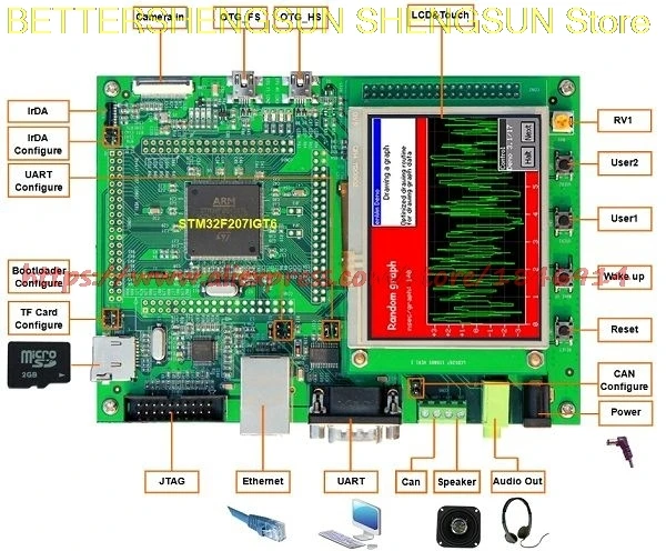 Бесплатная доставка комплект для оценки DevKit1207 плата STM32F207 + сенсорный экран 3 5