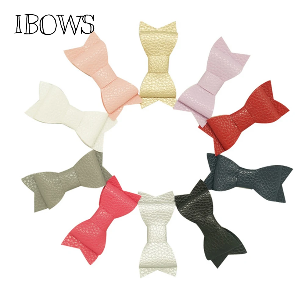 

5pcs/lot Retail Artificial Leather Hair Bows Solid Bow Knot Hair Clips For Girls Hairgrips Fashion Barrettes Head Accessories