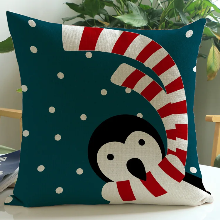 and creative contracted penguin polar bear patterns cotton linen pillow sofa cushion office napping home essential | Дом и сад