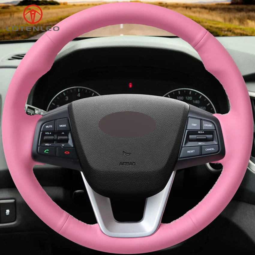 LQTENLEO розовый кожаный чехол на руль автомобиля для hyundai ix25- ix35 Creta- Elantra